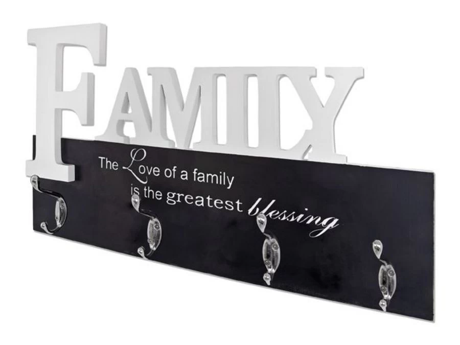 Wandkapstok Family Welcome Black / White