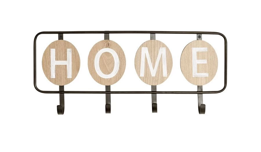 Wandkapstok Mila 50x22x5 Cm Zwart - Eik