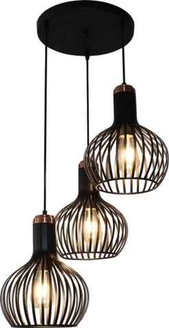 Fantasia Raga Hanglamp Zwart/Koper 3x E27 Socket