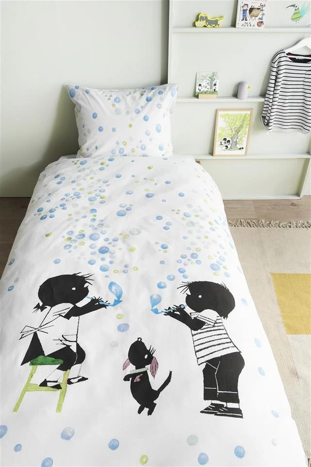 Fiep Dekbedovertrekset Katoen Kids Bellenblazen Blue Green - 140x220 Cm - Afbeelding 3