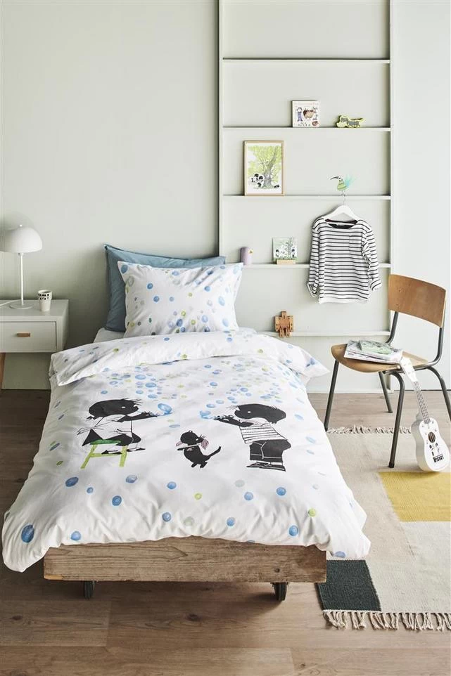 Fiep Dekbedovertrekset Katoen Kids Bellenblazen Blue Green - 140x220 Cm - Afbeelding 4