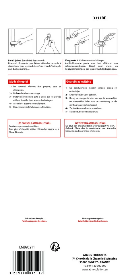 Atmos Filetanche Dichtingspasta 60 Ml Pasta Voor Draadverbinding - Afbeelding 4