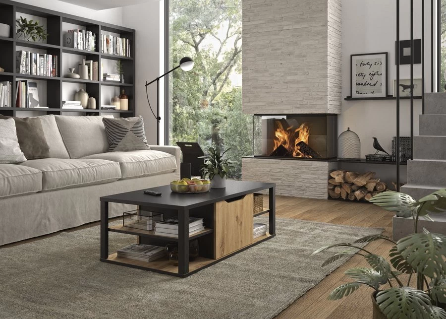 Salontafel Buxton 110x60cm Artisan Oak / Black - Afbeelding 5