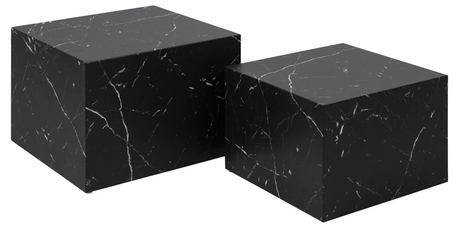 Dice Salontafel Set Per 2 Marble Marquina Black