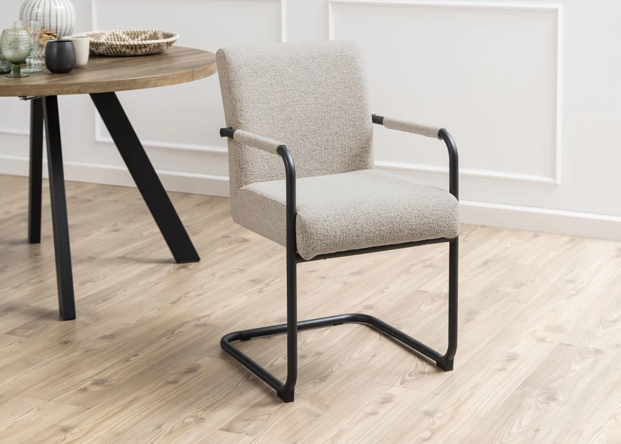 Adele Stoel Met Armleuning Monza Beige 60 / Black - Afbeelding 4