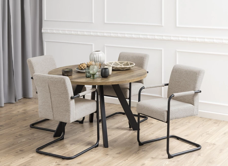 Adele Stoel Met Armleuning Monza Beige 60 / Black - Afbeelding 5