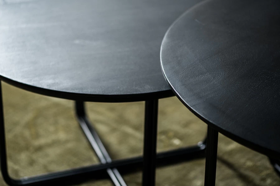 Set Bijzettafels D75/60 X H41/35 Black - Kruispoot - Afbeelding 3