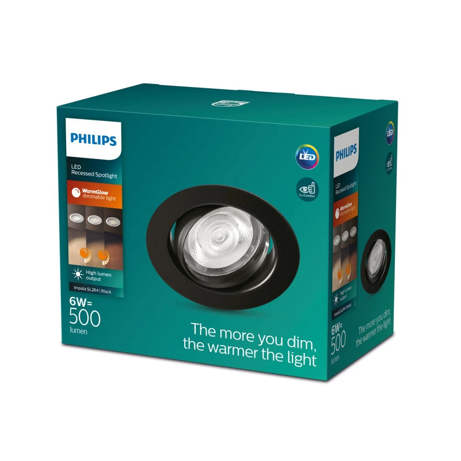 Philips Impala Inbouwspot Zwart Richtbaar Rond 1x 6W 230V - Afbeelding 4