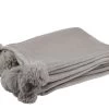 J-Line Plaid Pompom Taupe 130x170 Cm Polyester