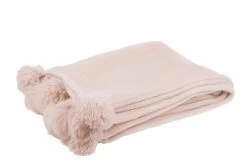 J-Line Plaid Pompon Lichtroze 130x170 Cm Polyester