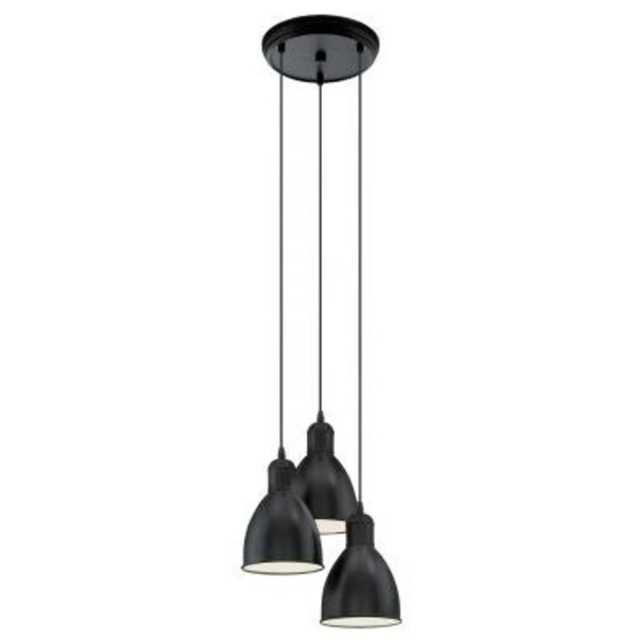 Eglo Priddy Hanglamp Zwart/Wit 3x E27 Socket