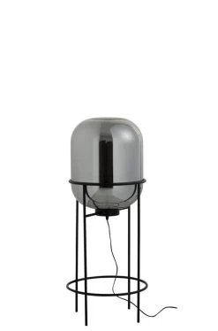 J-Line Lamp Sasha Op Voet Metaal/Glas 38x38x98cm - Zilver/Zwart