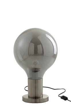J-Line Tafellamp Bal Glas/IJzer 30x30x50cm - Grijs/Zilver