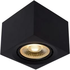 Lucide Fedler Plafondspot Vierkant Zwart Dim-to-warm GU10 Lamp