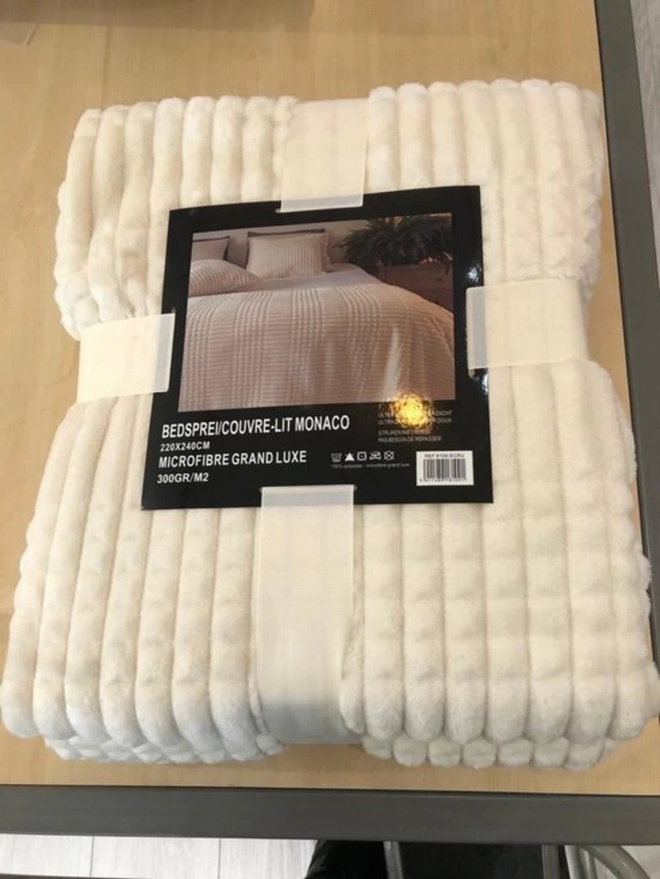 Plaid Grand Luxe Microfibre Wafel 150x200 Cm 300 G|m2 Monaco Ecru