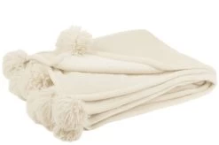J-Line Plaid Pompom 130x170 Cm Licht Beige