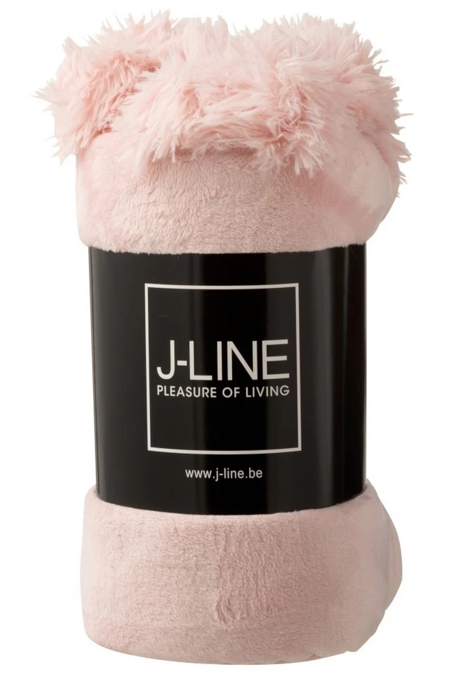 J-Line Plaid Pompom Zachtroze 130x170 Cm Polyester - Afbeelding 2