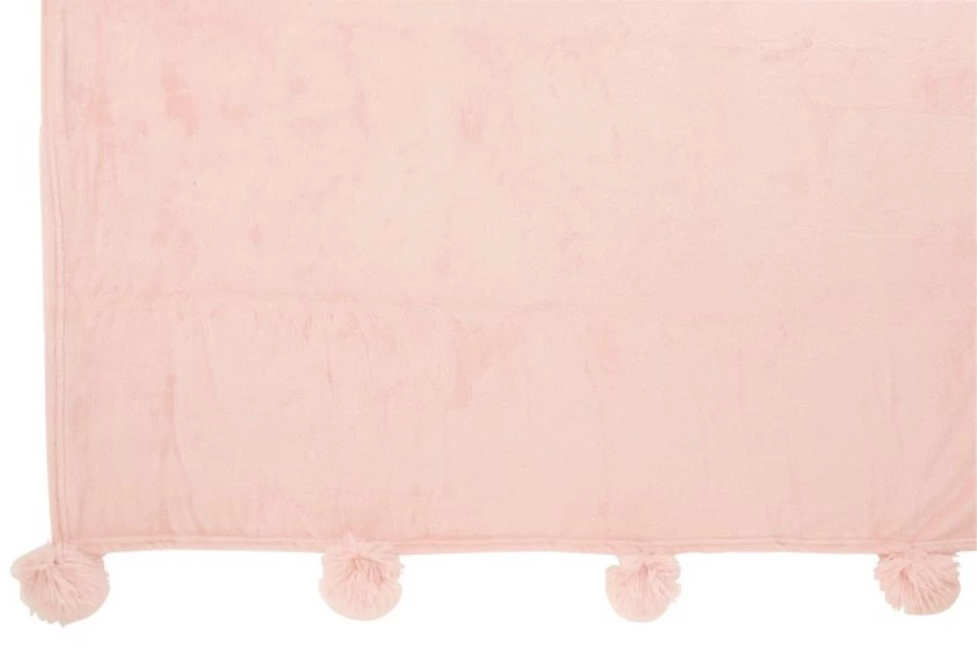 J-Line Plaid Pompom Zachtroze 130x170 Cm Polyester - Afbeelding 3