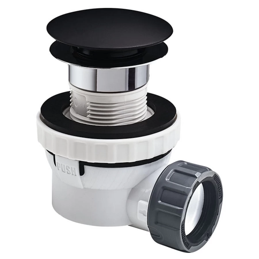 Wirquin Sifon + Lavabostop Black Touch Plaatsbesparend