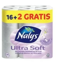 Nalys Toiletpapier Ultra Soft Wit 16+2 Gratis