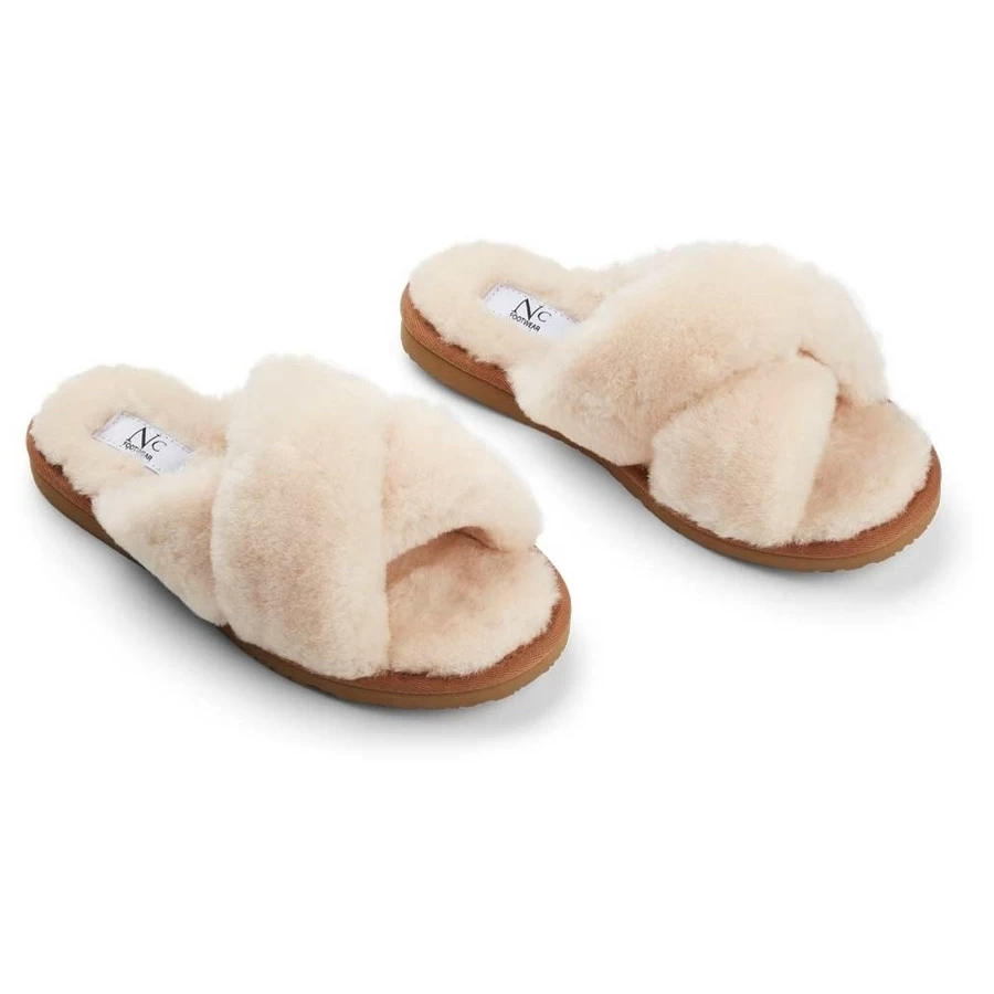 Pantoffels New Zealand Sheepskin Cross Nature - Maat 38