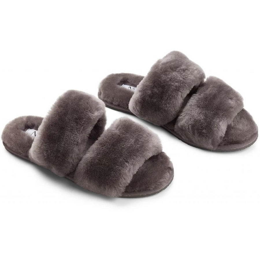 Pantoffels New Zealand Sheepskin Straps Dark Grey - Maat 42