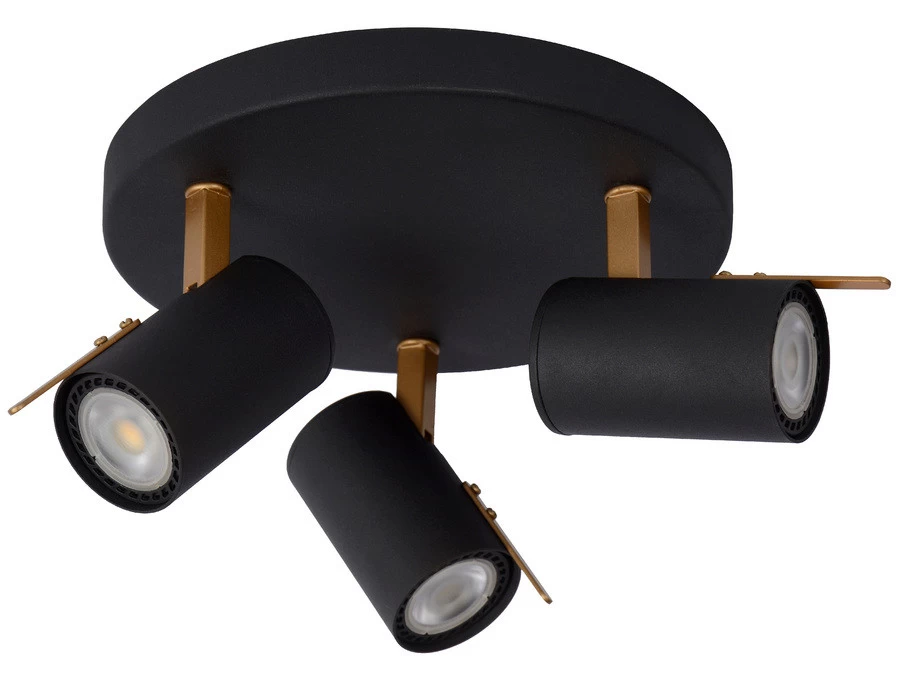 Lucide Grony Plafondspot Zwart Mat Goud 3x 5W Dim-to-Warm - Afbeelding 2