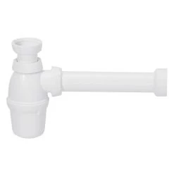 Wirquin Sifon Voor Wastafel Wit Met Muurbuis En Rozet - D32/135-180mm