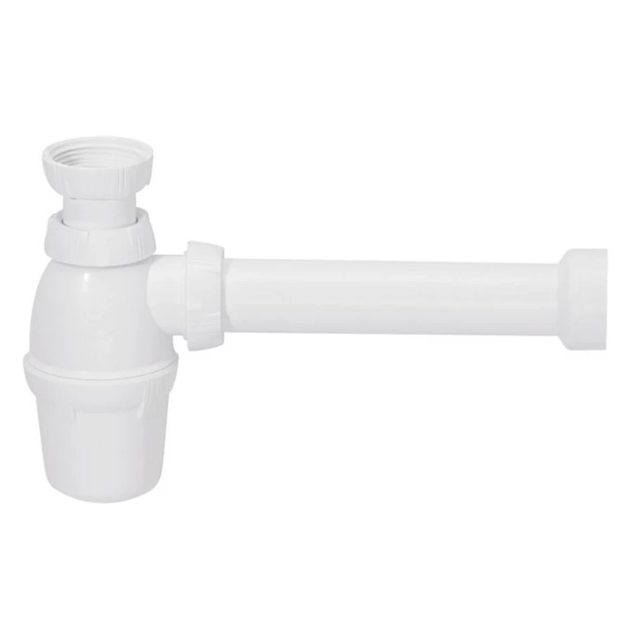 Wirquin Sifon Voor Wastafel Wit Met Muurbuis En Rozet - D32/135-180mm