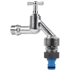 Dubbel Dienstkraan 1/2 Mat Belgaqua Met Slangbreukventiel Chroom