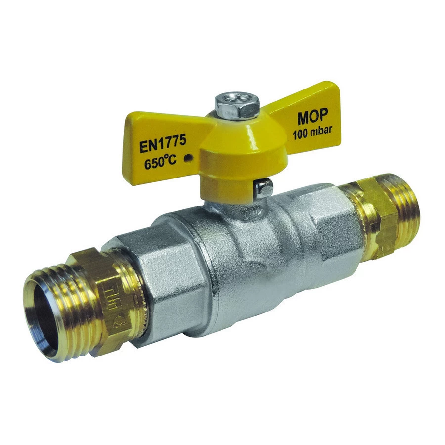 Gasbolkraan Chroom Mat 1/2M Voor Aardgas En LPG