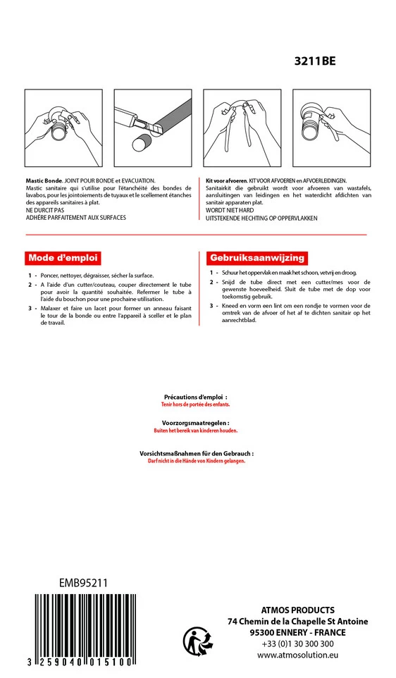 Atmosbond Afvoerdichting 100 G Sanitair Mastiek - Afbeelding 3