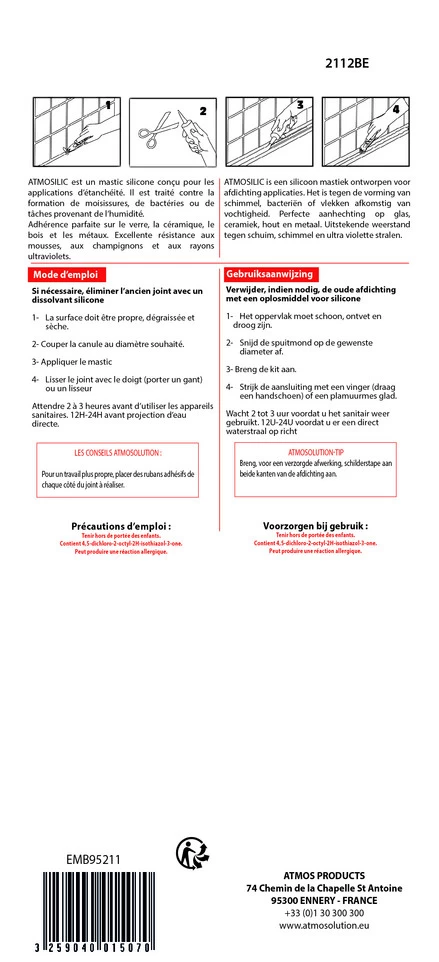 Atmosilic Siliconenmastiek 60 Ml Dichting Anti Schimmel - Doorschijnend - Afbeelding 4