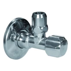 Hoekstopkraan Haaks Verchroomd 1/2Mx10 Lange Moer En Rozet - Belgaqua Gekeurd