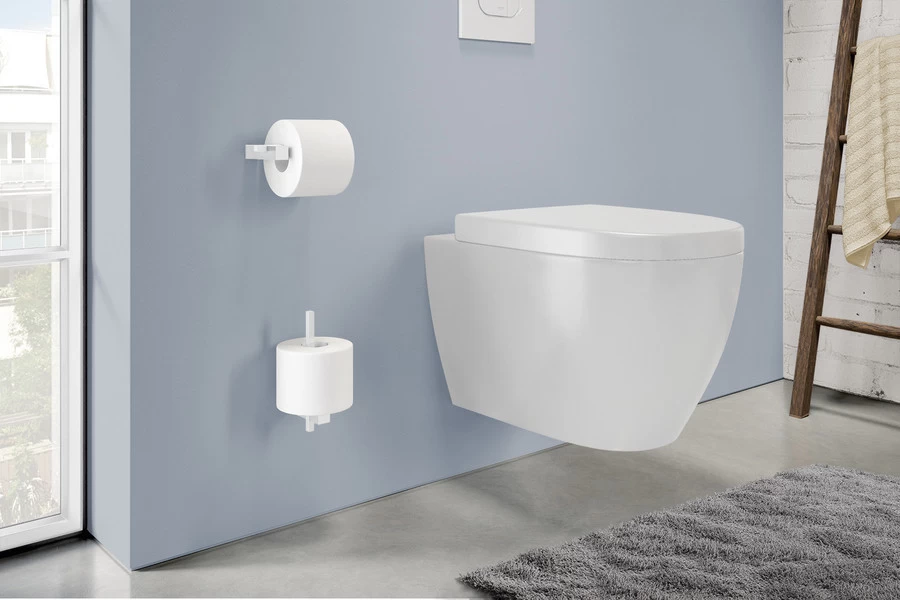 ZACK Toiletrolhouder Carvo Wit - RVS - 10x19.5 Cm - Voor Reserverol - Afbeelding 2