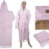 Badjas Fouta Hamam M Roze/Wit