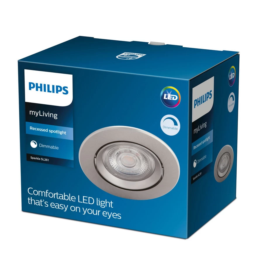 Philips Sparkle Lens Inbouwspot 3-pack Nickel - 5W - 2700K