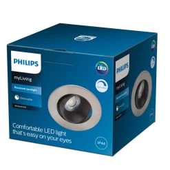 Philips Abrosa Inbouwspot Nickel-Zwart 9W - 2700K - IP44