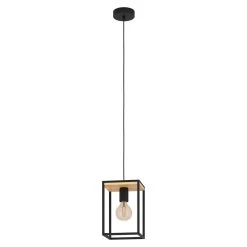 Eglo Libertad Hanglamp Zwart/Hout 1x E27 Socket
