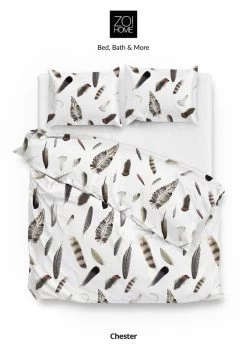 Zo!Home Dekbedovertrek Chester Veren Wit|Bruin 200x220 Cm Flanel