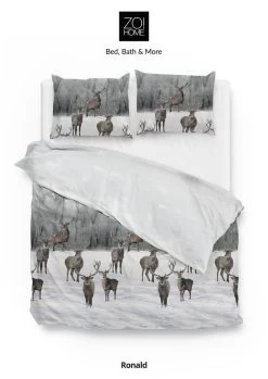 Zo!Home Dekbedovertrek Ronald Herten 260x220 Cm Flanel Wit|Grijs