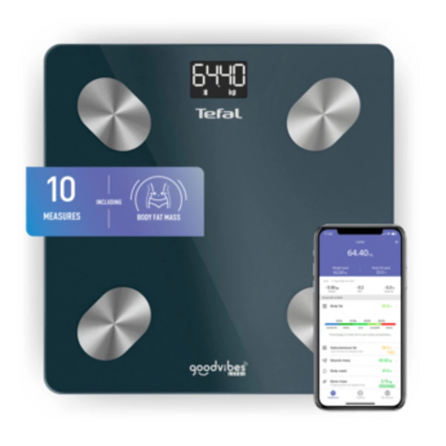 Tefal Personenweegschaal Goodvibes Life 28 Cm - Tot 160 Kg - Bluetooth - Zilver - Afbeelding 2