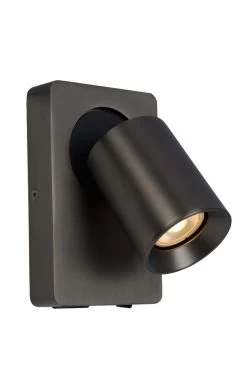 Lucide Nigel Wandspot Zwart Staal + USB 1x 5W GU10 Lamp