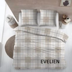 Carlina Dekbedovertrek Evelien Ruit Grijs|Beige 200x220 Cm Flanel