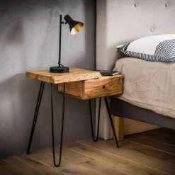 Nachttafel - Links Massief Acacia Naturel