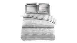 Carlina Dekbedovertrek Dudu Streep Grijs|Zwart 200x220 Cm Flanel