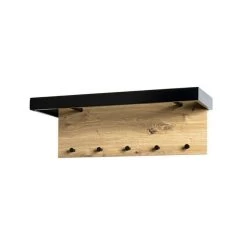 Wandkapstok Felipe 70x24x25cm Eik - Zwart