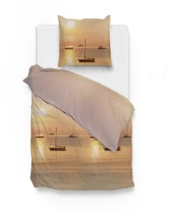 Zo!Home Dekbedovertrek Casper Zeilboten 140x220 Cm Katoen Naturel