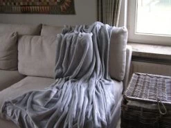 Plaid Grand Luxe Microfibre Gris Pastel 150x200 Cm 280g|m2