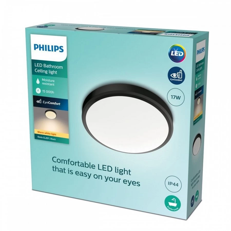 Philips Doris CL257 Plafondlamp Zwart 22 Cm - 17W - Afbeelding 2